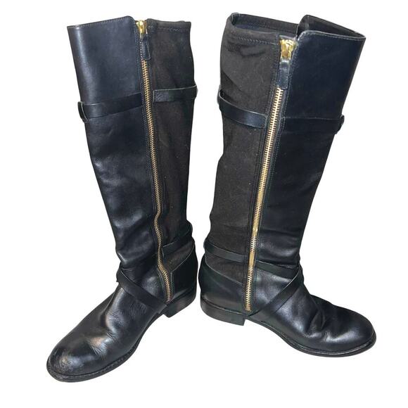 Cole Haan Dorian Stretch sz6 Leather riding boot adjustable calf ankle buckle ￼ - Picture 1 of 10